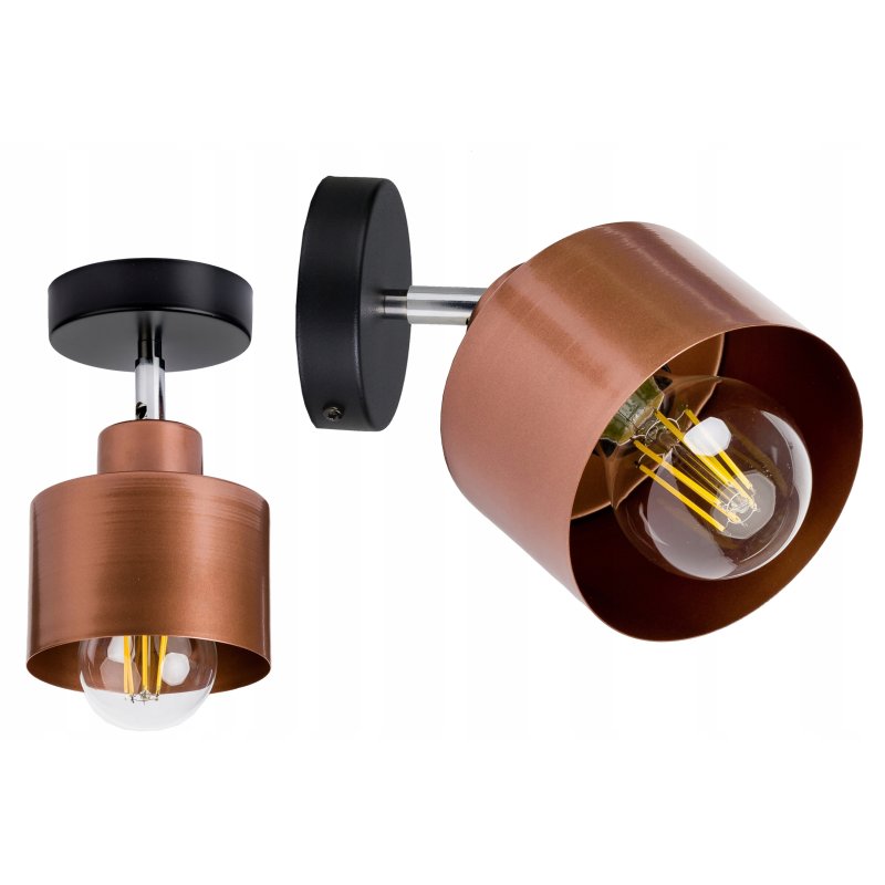 lampa kinkiet ścienny regulowany loft metal miedź