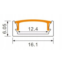 PROFIL aluminiowy NAWIERZCHNIOWY biały + KLOSZ mleczny zaślepki 2m do led