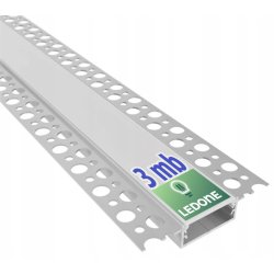 PROFIL XL aluminiowy do taśm led do płyt karton-gips KG + KLOSZ mleczny 3m