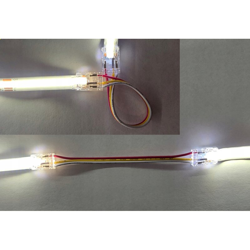 2x Złączka do taśm LED COB CCT IP20 10mm łącznik dwustronny z kablem 3 PIN
