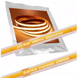 Taśma LED COB 24V 10W 480 d. linia neon barwa BIAŁA bardzo CIEPŁA 2060K 1mb