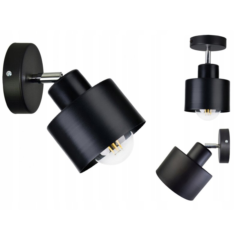 LAMPA KINKIET ŚCIENNY regulowany loft KUBEK czarny