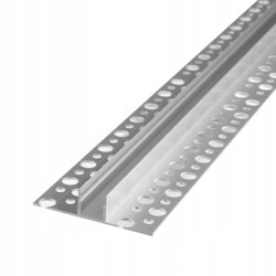 PROFIL aluminiowy srebrny do PŁYTEK gips + KLOSZ mleczny + zaślepki 2m