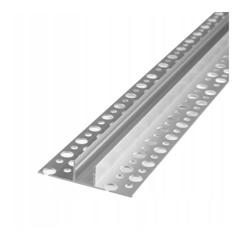 PROFIL aluminiowy srebrny do PŁYTEK gips + KLOSZ mleczny + zaślepki 2m