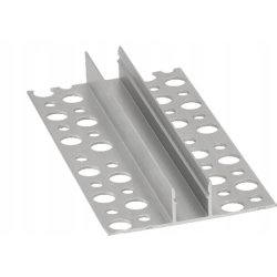 PROFIL aluminiowy srebrny do PŁYTEK gips + KLOSZ mleczny + zaślepki 2m