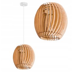 LAMPA WISZĄCA sufitowa żyrandol ZWIS klosz BECZUŁKA drewno na 1x E27