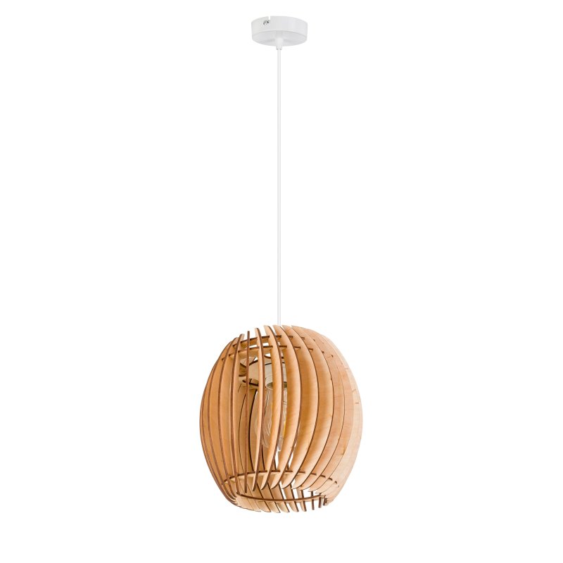 LAMPA WISZĄCA sufitowa żyrandol ZWIS klosz BECZUŁKA drewno na 1x E27