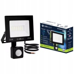 HALOGEN LED 20W NAŚWIETLACZ z czujnikiem ruchu PIR SLIM IP66 ROBOCZY zimny