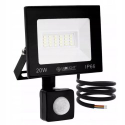 HALOGEN LED 20W NAŚWIETLACZ z czujnikiem ruchu PIR SLIM IP66 ROBOCZY zimny