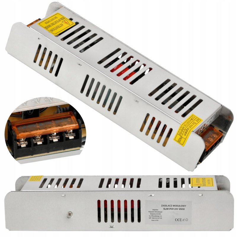 ZASILACZ modułowy montażowy Slim 10A 250W 24V IP20 do CCTV LED