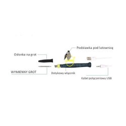 LUTOWNICA ręczna mini oporowa kolbowa na USB 8W 5V grot SMD do taśm led