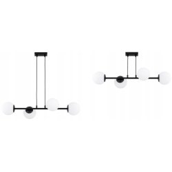 LAMPA SUFITOWA WISZĄCA zwis LOFT PROSTY NA SZKLANY KLOSZ KULA 4 x E27