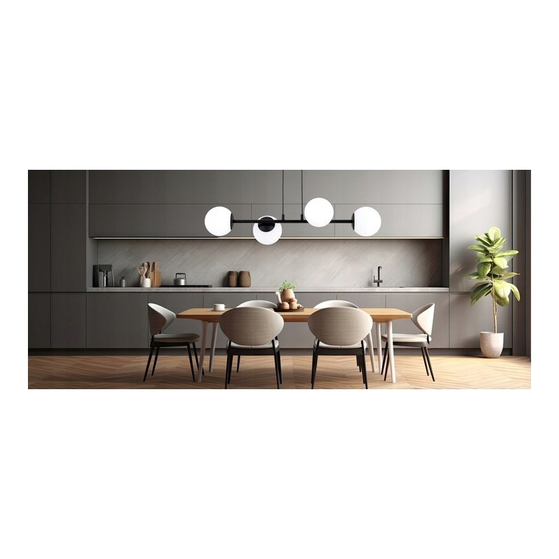 LAMPA SUFITOWA WISZĄCA zwis LOFT PROSTY NA SZKLANY KLOSZ KULA 4 x E27