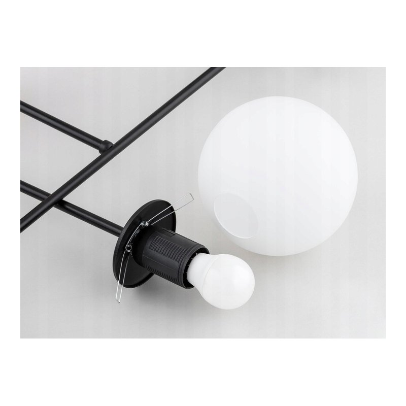 LAMPA SUFITOWA WISZĄCA zwis LOFT PROSTY NA SZKLANY KLOSZ KULA 4 x E27