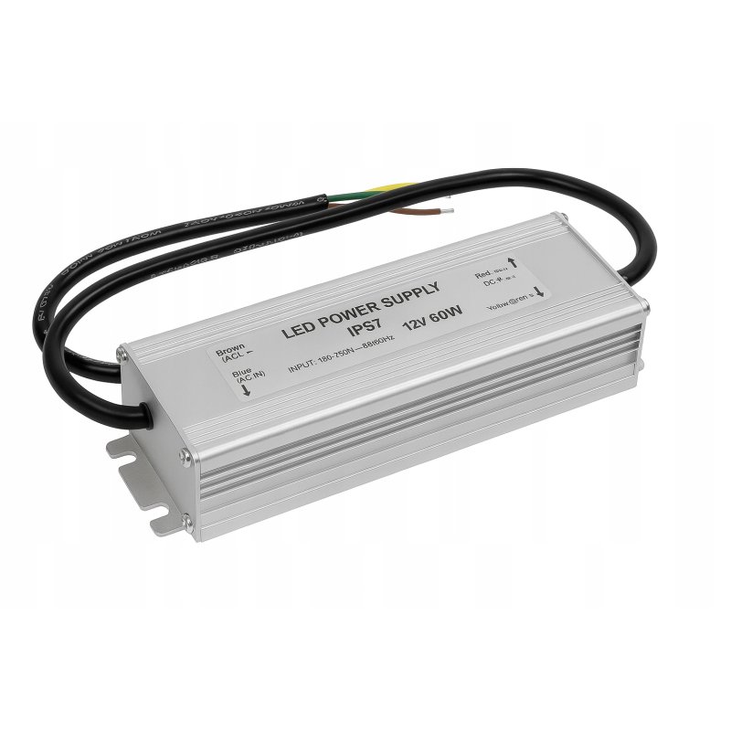 Zasilacz LED 12V 60W 5A wodoodporny IP67 hermetyczny do taśmy LED i COB