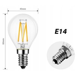 Żarówka E14 LED FILAMENT G45 4W EDISON kulk CIEPŁA