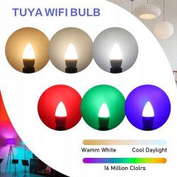 Żarówka LED SMART BT E14 C37 5W RGB+CCT rgbw sterowana BLUETOOTH TUYA