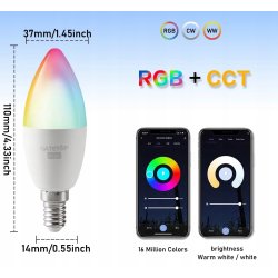 Żarówka LED SMART BT E14 C37 5W RGB+CCT rgbw sterowana BLUETOOTH TUYA