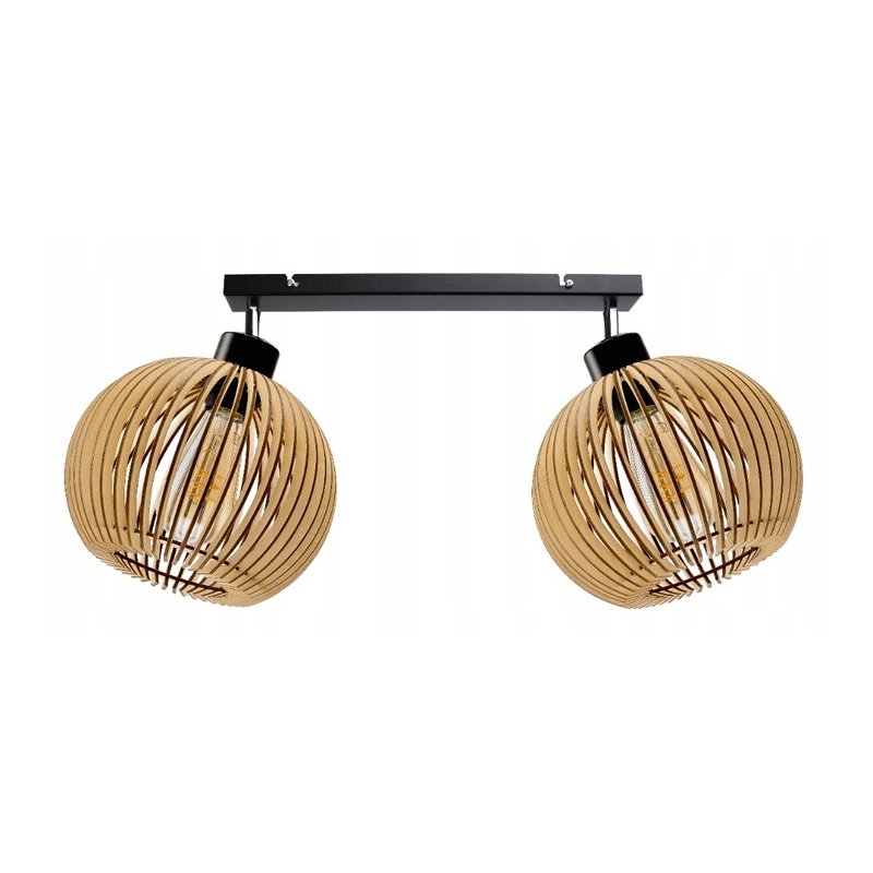 Lampa plafon żyrandol ruchomy sufit klosz drewno 2