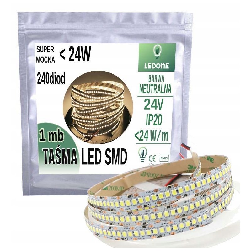 SUPER MOCNA Taśma LED HQ 24V 2835 IP20 1200d 1m NW