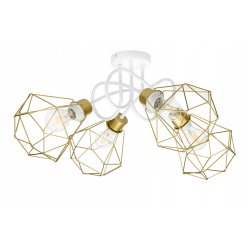 Lampa sufitowa żyrandol wisząca LOFT kręcona drut diament na 4x E27 złota