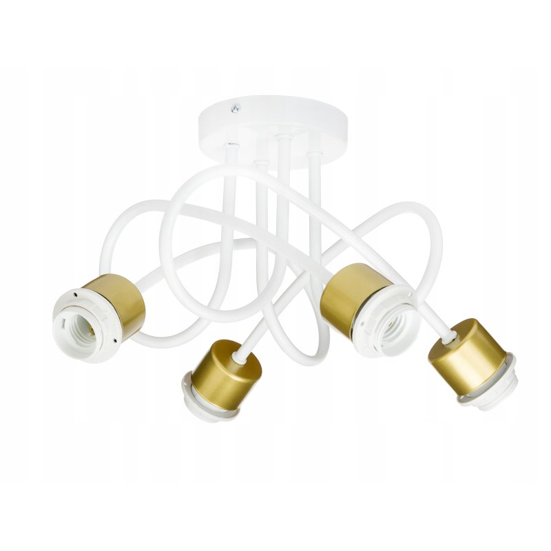 Lampa sufitowa żyrandol wisząca LOFT kręcona drut diament na 4x E27 złota