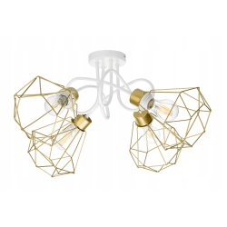 Lampa sufitowa żyrandol wisząca LOFT kręcona drut diament na 4x E27 złota