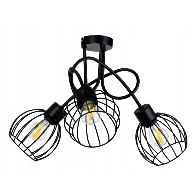 Lampa SUFITOWA żyrandol WISZĄCA LOFT drut KULA 3