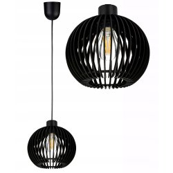 LAMPA sufitowa wisząca CZARNA zwis Loft na 1x E27 Drewno CZARNE