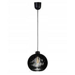 LAMPA sufitowa wisząca CZARNA zwis Loft na 1x E27 Drewno CZARNE