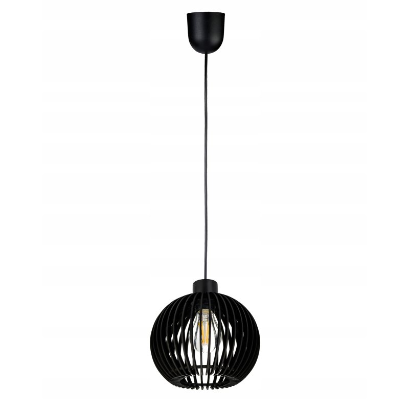 LAMPA sufitowa wisząca CZARNA zwis Loft na 1x E27 Drewno CZARNE