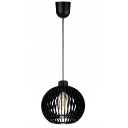 LAMPA sufitowa wisząca CZARNA zwis Loft na 1x E27 Drewno CZARNE