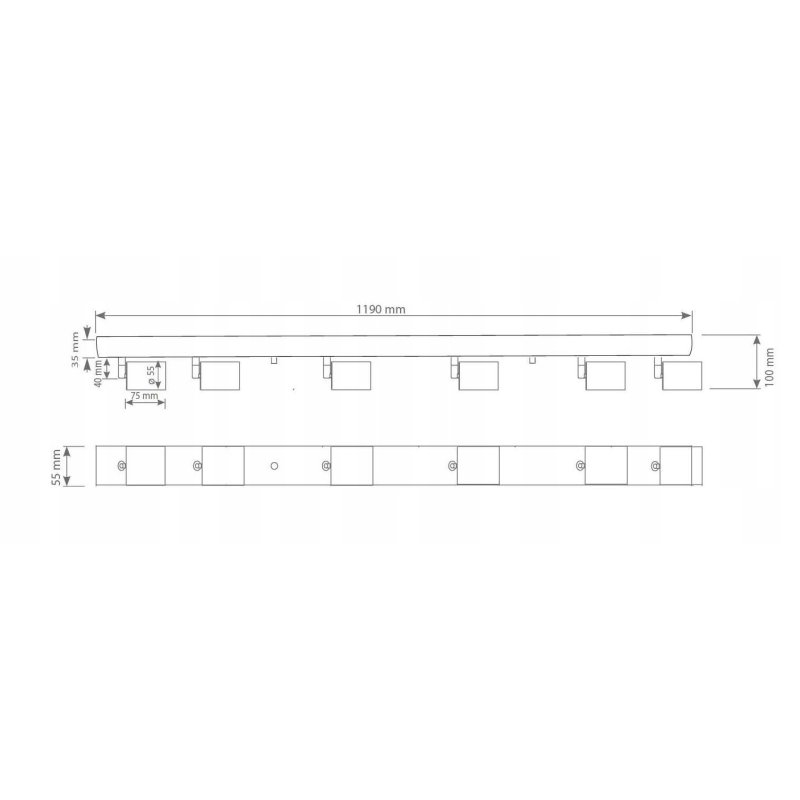 Lampa sufitowa SZYNA Spot oprawa halogenowa 6 GU10
