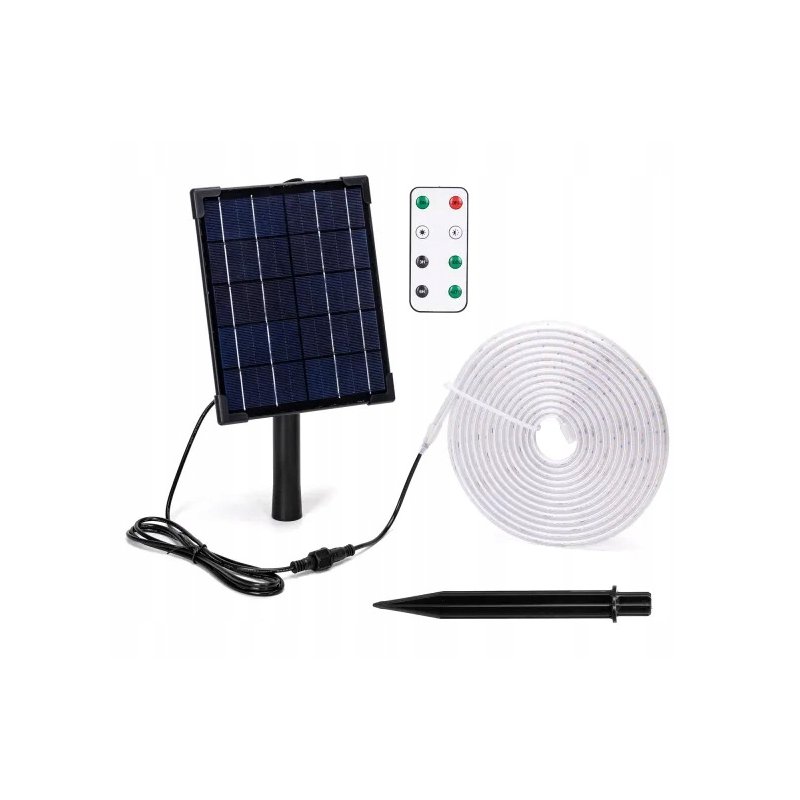 ZESTAW Taśma SOLARNA LED barwa ZIMNA 5mb 50W IP65 hermetyczna z pilotem