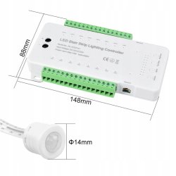 Sterownik schodowy 16 stopni 12-24V 240W + 2 PIR