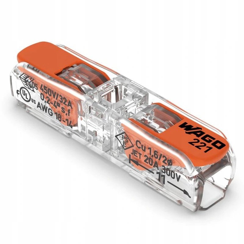 Szybkozłączka kostka WAGO 2x 0,2mm-4mm 221-2411 prosta przelotowa