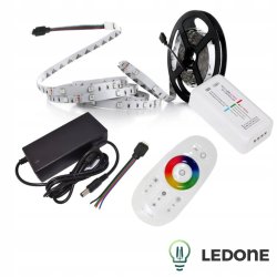 TAŚMA LED RGB + BIAŁY ZESTAW 5m 5050 KOLOROWE NA PILOTA PILOT Z ZASILACZEM