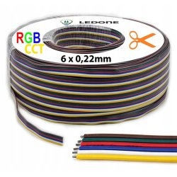 Kabel 1mb przewód 6-żyłowy kolorowy do taśm led RGBW +CCT 6x 0,22mm RGBCCT