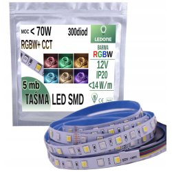 TAŚMA LED PREMIUM RGB + CCT naprzemienna rgbw 12V 5050 IP20 300diod 5m