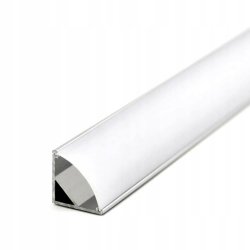 1mb Profil alu NAROŻNY SREBRNY Szeroki kąt + Klosz