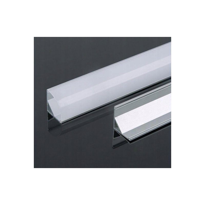 1mb Profil alu NAROŻNY SREBRNY Szeroki kąt + Klosz