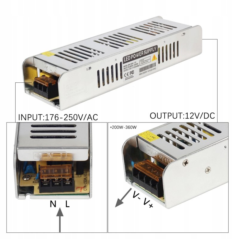 ZASILACZ PREMIUM modułowy 12V 5A 60W montażowy slim IP20 do CCTV taśm LED