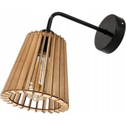 Lampa kinkiet ścienny stały prosty LOFT klosz PIRAMIDKA Drewno na 1x E27