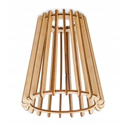 Lampa kinkiet ścienny stały prosty LOFT klosz PIRAMIDKA Drewno na 1x E27