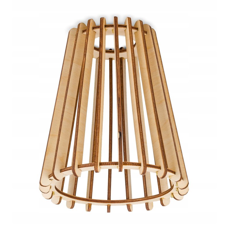 Lampa kinkiet ścienny stały prosty LOFT klosz PIRAMIDKA Drewno na 1x E27