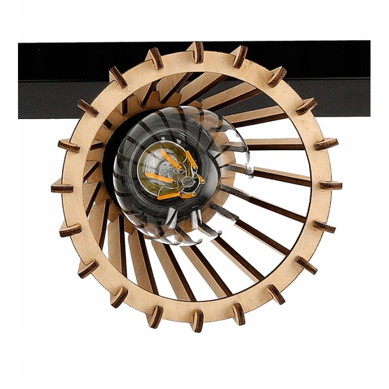 Lampa kinkiet ścienny stały prosty LOFT klosz PIRAMIDKA Drewno na 1x E27