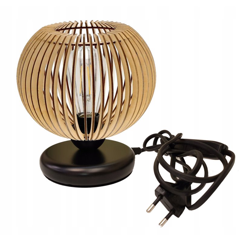 Lampka nocna Lampa stołowa loft na led E27 Drewno