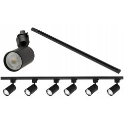Zestaw 6x SPOT REFLEKTOR lampa GU10 na szynę 1f SZYNOPRZEWÓD szyna 2m