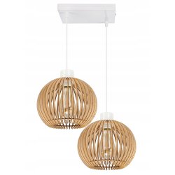 Lampa wisząca żyrandol zwis sufit klosz drewno 2