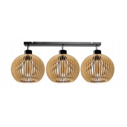 Lampa plafon żyrandol ruchomy sufit klosz drewno 3